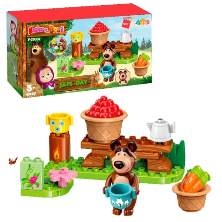 Конструктор Qman 5207 (15 шт.) ММ, ведмедик, посуд, 22де, у кор-ці, 35,5-19,5-9 см