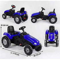 Трактор педальний 07-321 BLUE (1) клаксон на кермі, сидіння регулюється, колеса з гумовими накладками, в