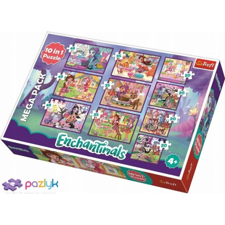 Пазли - (10в1) - "Пригоди Енчентімалс" / Mattel: Енчентімалс /Trefl90354