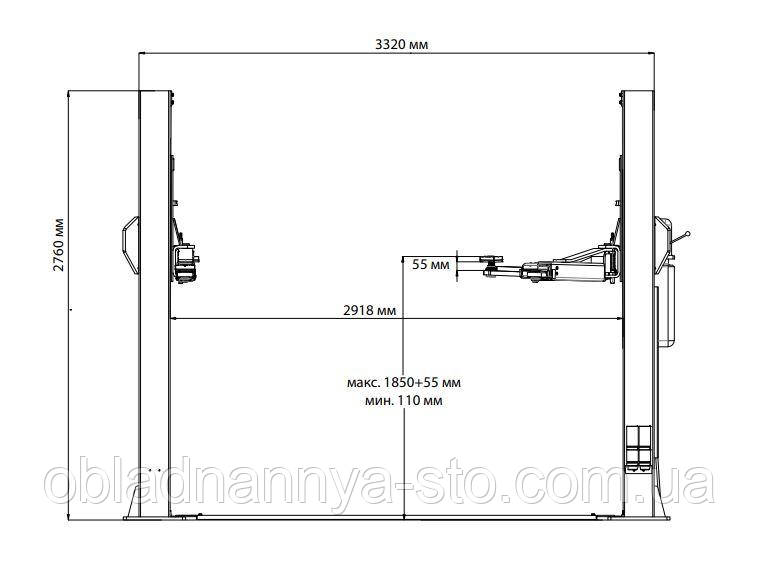 Подъемник двухстоечный симметричный TROMMELBERG TST55W (5.5 т) - фото 2 - id-p1723776966