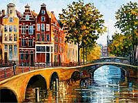 Полотно на картоні з контуром, Міста "Амстердам, Пейзаж №2", бавовна, акрил, ROSA START 30 х 40 см.