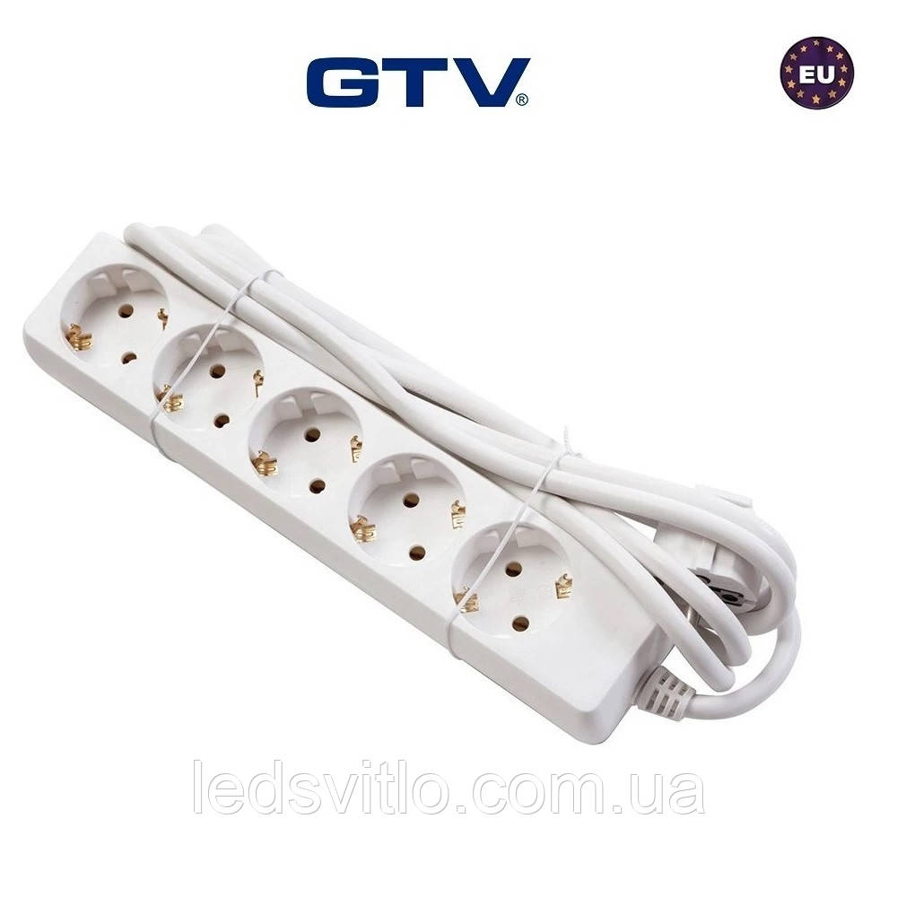 Продовжувач мережевий переносний GTV SCHUKO 5 гнізд, кабель 3м, 3x1,5мм
