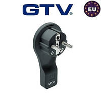 Вилка електрична GTV кутова плоска 16A 250V Чорна