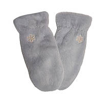 Жіночі світло-сірі теплі хутряні рукавиці