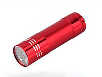 Ліхтарик на батарейках метал ААА ABC ліхтар 9 діодів червоний