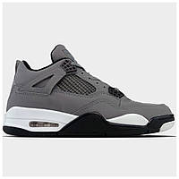 Мужские кроссовки Nike Air Jordan 4 Retro Gray, серые кожаные кроссовки найк аир джордан 4 ретро