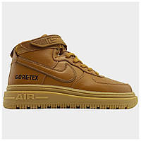 Мужские зимние кроссовки Nike Air Force 1 High Gore-Tex Brown, коричневые кожаные найк аир форс хай гортекс