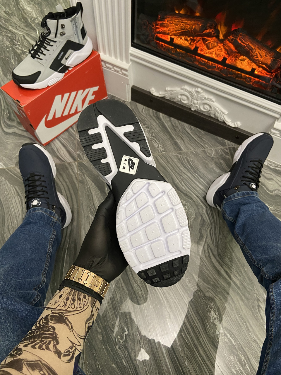 Nike air huarache burnt metal black sale
