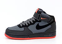Мужские кроссовки Nike Air Force High Black Grey Red, кроссовки найк аир форс хай, Nike Air Force 1 High
