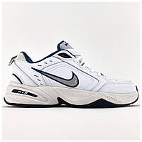 Мужские / женские кроссовки Nike Air Monarch IV White Blue, белые кожаные кроссовки найк монарх 4