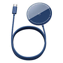 Бездротова зарядка магнітна 15 Вт MagSafe блакитна Baseus WXJK-H03, фото 5