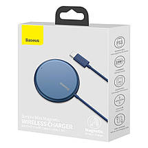 Бездротова зарядка магнітна 15 Вт MagSafe блакитна Baseus WXJK-H03, фото 6