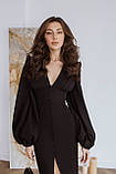 Жіноча сукня з об'ємними рукавами та відкритою спинкою Люкс чорне (різні кольори) ХС С М Л, фото 2