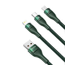 Кабель для телефона Type-C Micro Lightning 1.2 м 5 А 66 Вт 480 Мб/с зелений Baseus CA1T3-06, фото 3