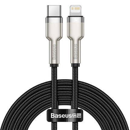 Кабель Type-C Lightning 20 Вт 480 МБ/с чорний Baseus Cafule CATLJK-B01, фото 1