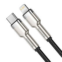 Кабель Type-C Lightning 20 Вт 480 МБ/с чорний Baseus Cafule CATLJK-B01, фото 3