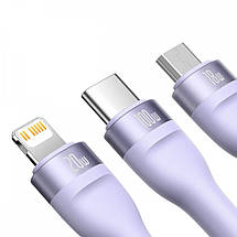 Кабель Type-C Micro Lightning 100 Вт 1.5 м фіолетовий Baseus Flash Series II CASS030205, фото 3
