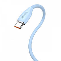 Кабель Type-C гнучкий 2 м 100 Вт блакитний Baseus Jelly Liquid Silica Gel CAGD010103, фото 3