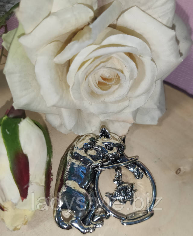 брошка котенок с аквариумом от студии ladystyle.biz купить украшения с фианитами серьги пусеты подарок женщине пирсинг