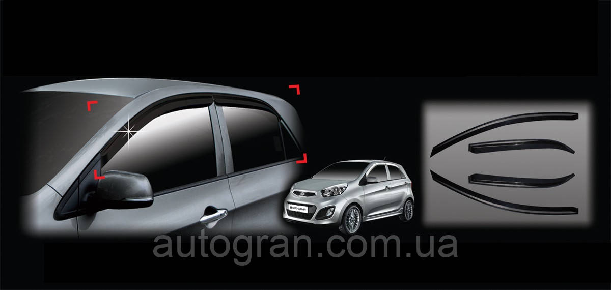 Дефлектори вікон вітровики Kia Picanto 2011-
