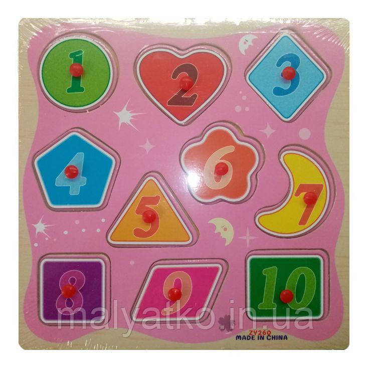 Дерев'яна іграшка "рамка-вкладиш" ЦІФРИ арт. З 39076, фото 1