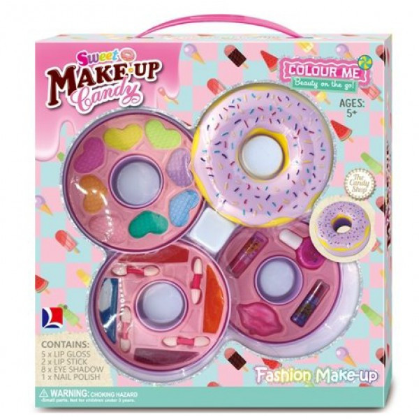 Косметика 10380A2 Пончик, 3 яруси, тіні, блиск, помада, лак, пензлик, фото 1