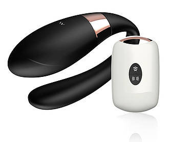 Вібромасажер для пар з пультом дистанційного керування - Boss Series V-Vibe Black USB 7 Function, BS6200003