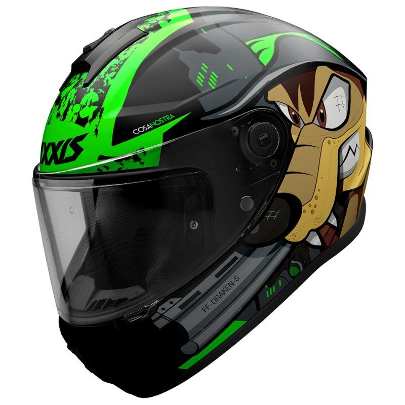 Мотошолом AXXIS DRAKEN Cosa Nostra B6 Gloss Green XS