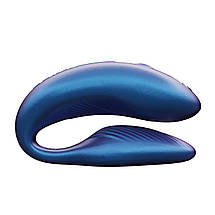 Смарт-вібратор для пар We-Vibe Chorus Cosmic Blue, сенсорне керування вібраціями стискання пульта, фото 4