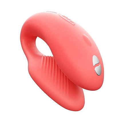 Смарт-вібратор для пар We-Vibe Chorus Crave Coral, сенсорне керування вібраціями стискання пульта, фото 1