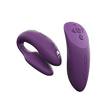 Смарт-вібратор для пар We-Vibe Chorus Purple, сенсорне керування вібраціями стисканням пульта, фото 3