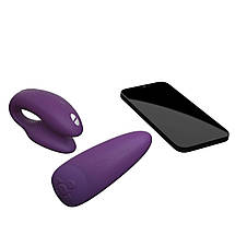 Смарт-вібратор для пар We-Vibe Chorus Purple, сенсорне керування вібраціями стисканням пульта, фото 5
