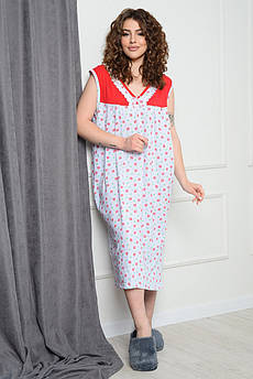 Нічна сорочка жіноча білого кольору з червоними вставками розмір 54                                  152548M