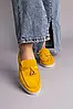 Жіночі демісезонні лофери ShoesBand Гірчичні натуральні замшеві на вузьку/середню стопу всередині шкірпідкладка 38 (25 см), фото 3