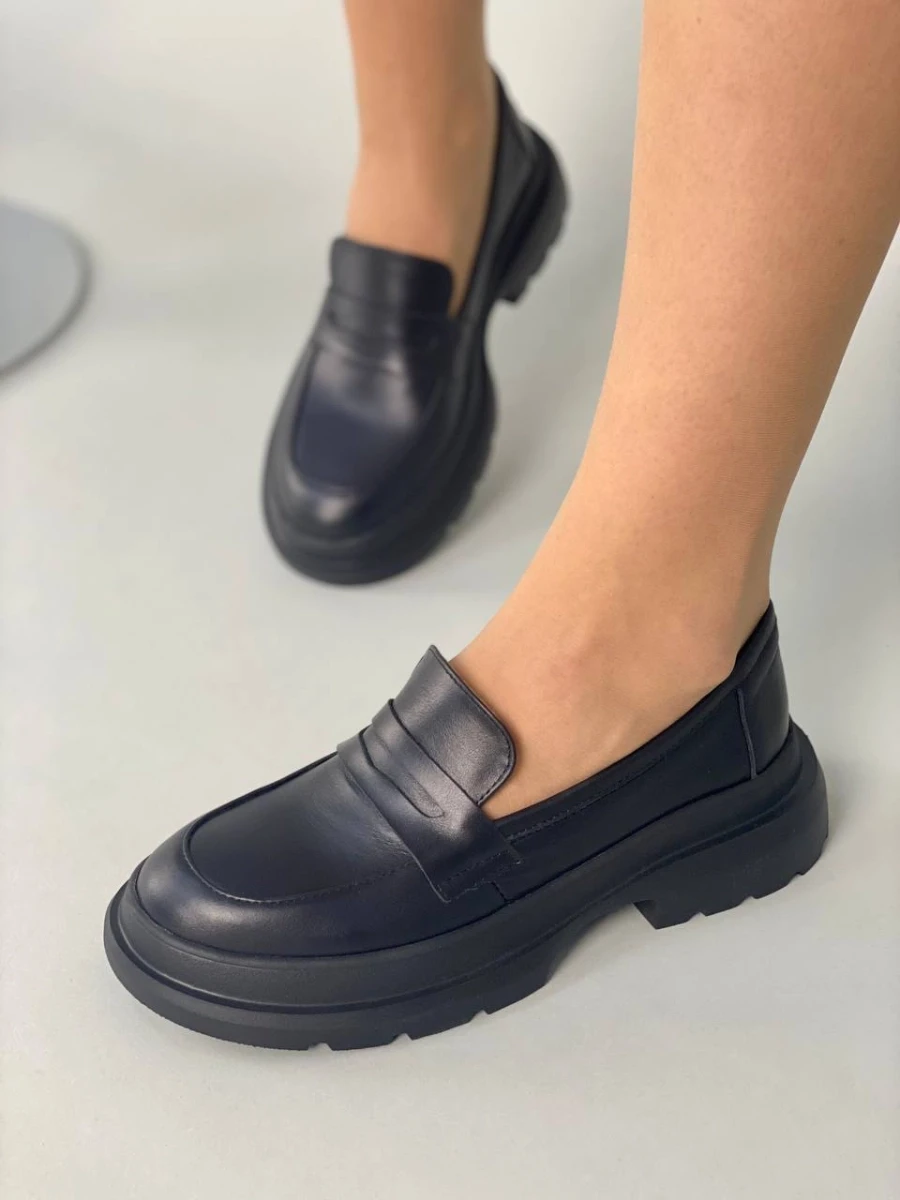 Жіночі демісезонні лофери ShoesBand Чорні натуральні шкіряні всередині шкірпідкладка 39 (25 см) (S99011), фото 1
