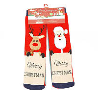 Новогодние носки подарочные с принтом теплые (2 пары в упаковке, размер 36-40)