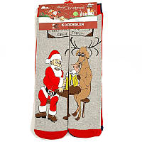 Новорічні шкарпетки подарункові з принтом теплі (2 пари в пакованні, розмір 36-40)