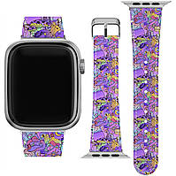 Ремешок для часов Apple Watch из экокожи 38/40/41/42/44/45 мм (Триппи, Колдовство, Фиолетовый, Таро, Магия,