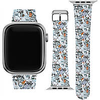 Ремешок для часов Apple Watch из экокожи 38/40/41/42/44/45 мм (Смешные, Yeti, Зимние виды спорта, Горы, Лес,