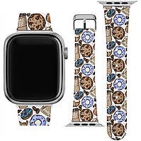 Ремінець для годинника Apple Watch з екошкіри 38/40/41/42/44/45 мм (Каваї, Милий, Їжа, Кавові зерна, Добнат, Печиво,) от Lex