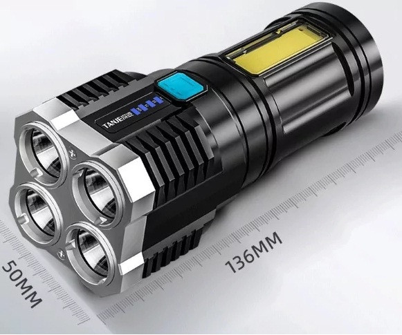 Ручной фонарик X509 4LED+COB аккумуляторный - фото 1 - id-p1723923198