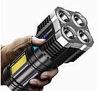Ручний ліхтарик X509 4LED+COB акумуляторний, фото 5