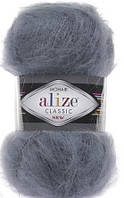 Пряжа для вязания Alize Mohair Classic. 100 г. 200 м. Цвет - серый графит 87