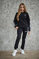 Жіночий спортивний костюм на флісі зимовий Adidas GL теплий з лампасами чорний | Світшот Штани з начісом Адідас