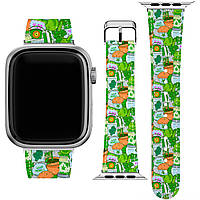 Ремешок для часов Apple Watch из экокожи 38/40/41/42/44/45 мм (Weed, Stoner, Trippy, Marijuana Leaf, Cool,