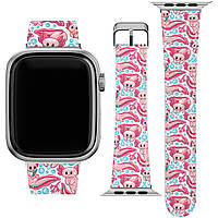 Ремешок для часов Apple Watch из экокожи 38/40/41/42/44/45 мм (Розовый, Аксолотль, Саламандра, Милый, Океан,