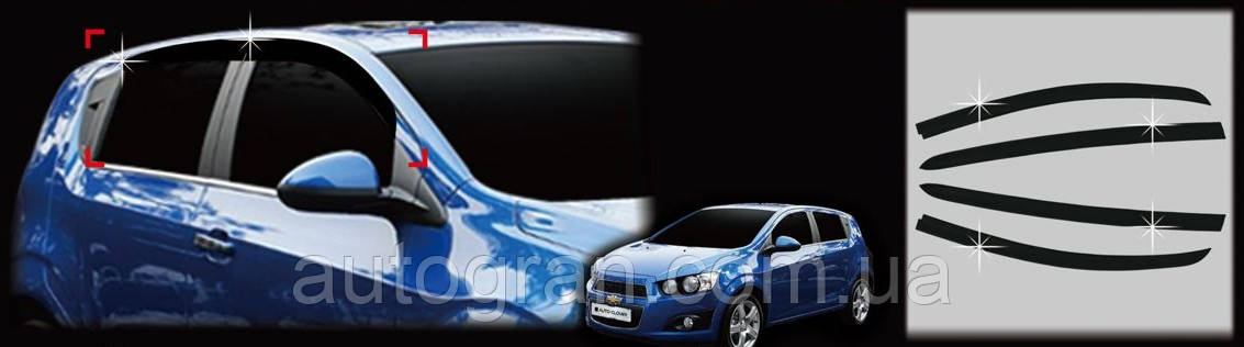 Дефлектори вікон вітровики Chevrolet Aveo 2012- HB, фото 1