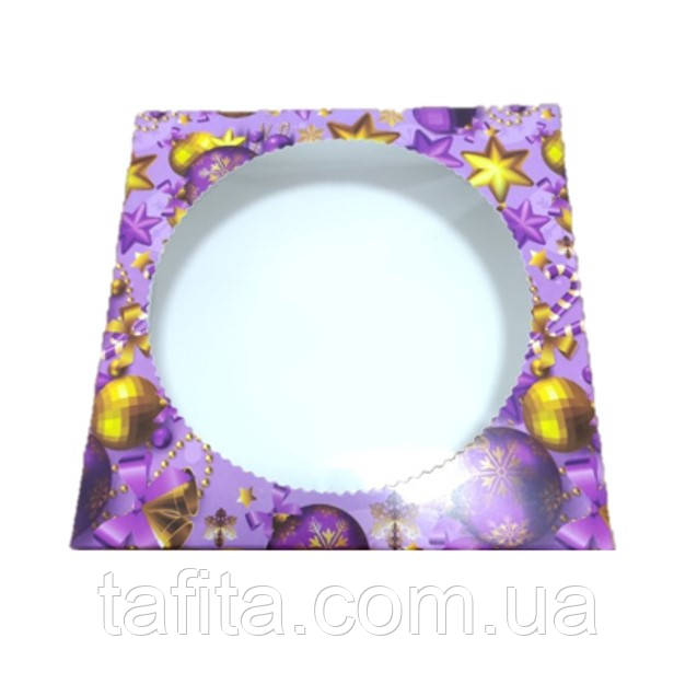 Коробка 150х150х35 мм Новорічна бузкова, фото 1