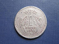 Монета 1 рупия Индия 1985 Калькута 1991 цена за монету