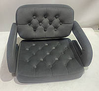 Крісло Gor BK-Base сірий велюр із підлокітниками, на чорній опорі-бліні, поворотне з регулюванням висоти, фото 5